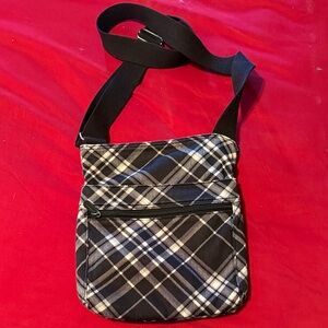 Thirty-One Black and White Plaid Crossbody Bag